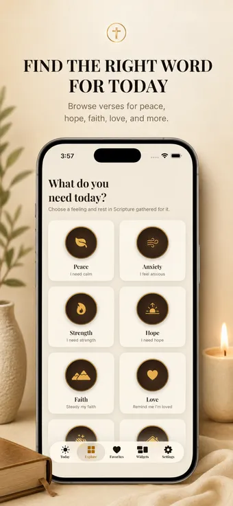 Browsing Scripture by feeling in the Bible Verse Widget app